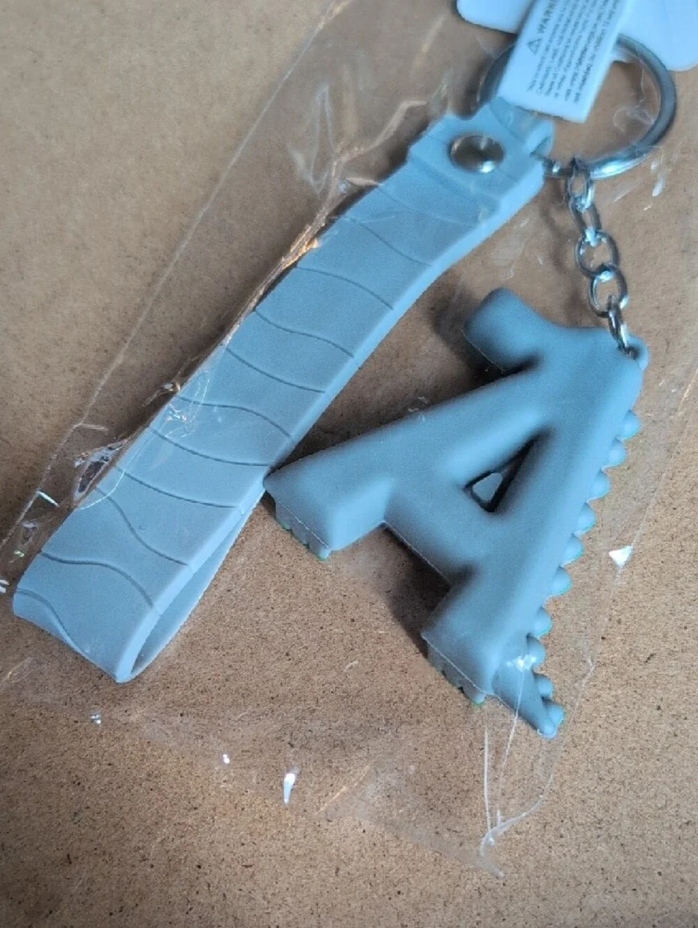 Grey Crocodile 'A' Keychain with Good Luck Strap - Kids Bag Accessory